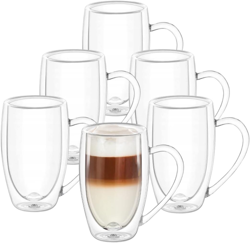 Wilmax Dubbelwandige Beker 300ml Borosilicaatglas 6 stuks