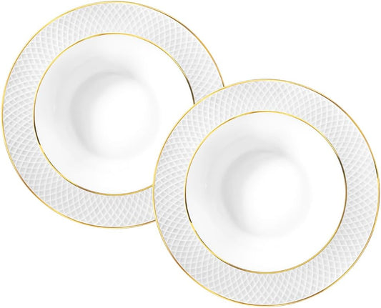 Wilmax Diep Bord Wit Gouden Rand Porselein 22.5 cm Set van 2
