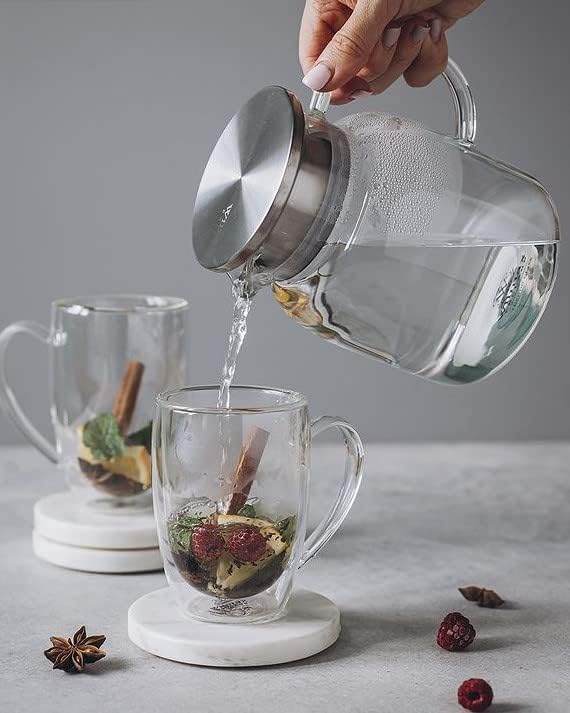 Wilmax Borosilikat Glas Karaffe mit Edelstahl-Deckel 1000 ml – WL-888213/A