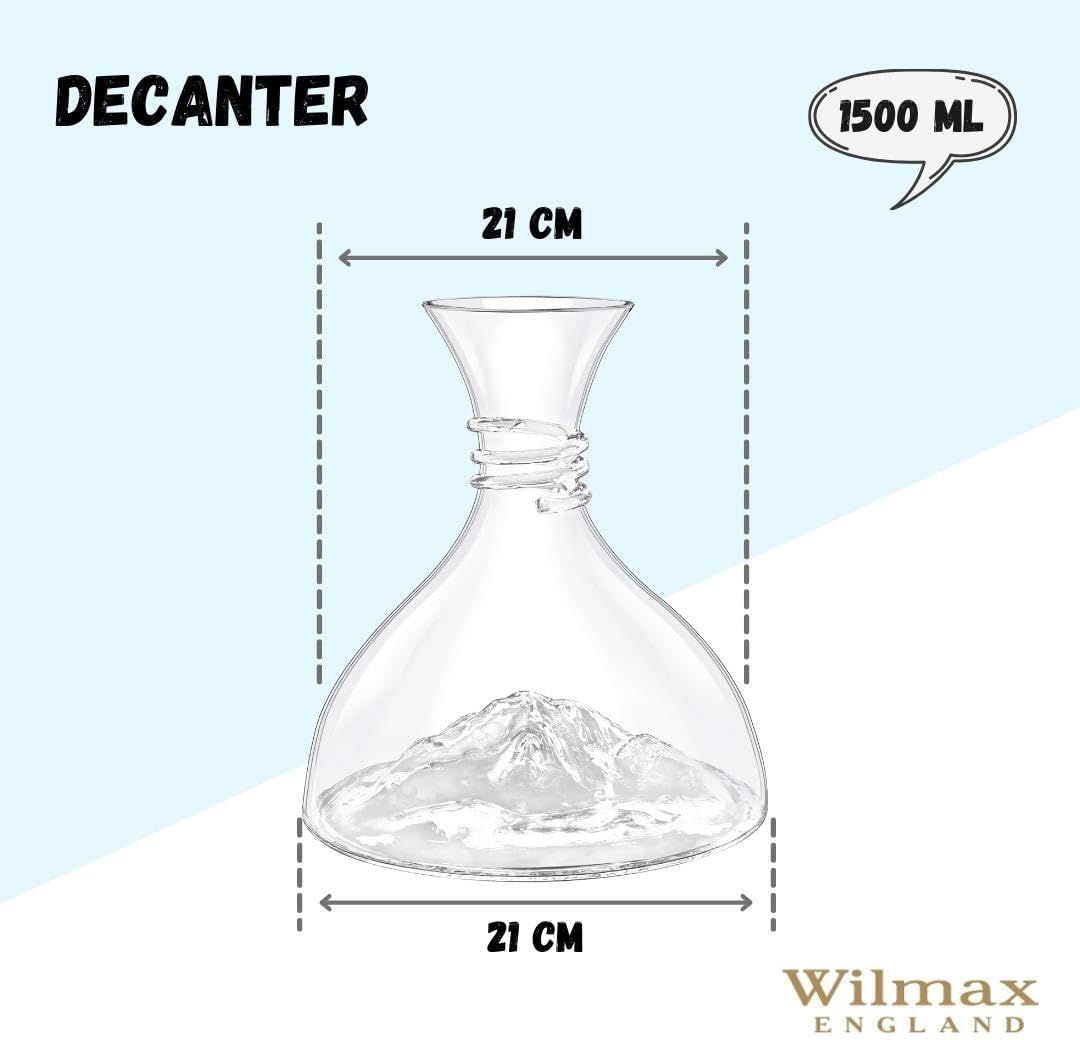 Wilmax Dekanter, 1500 ml, mundgeblasen, elegantes Design, WL-888368/1C