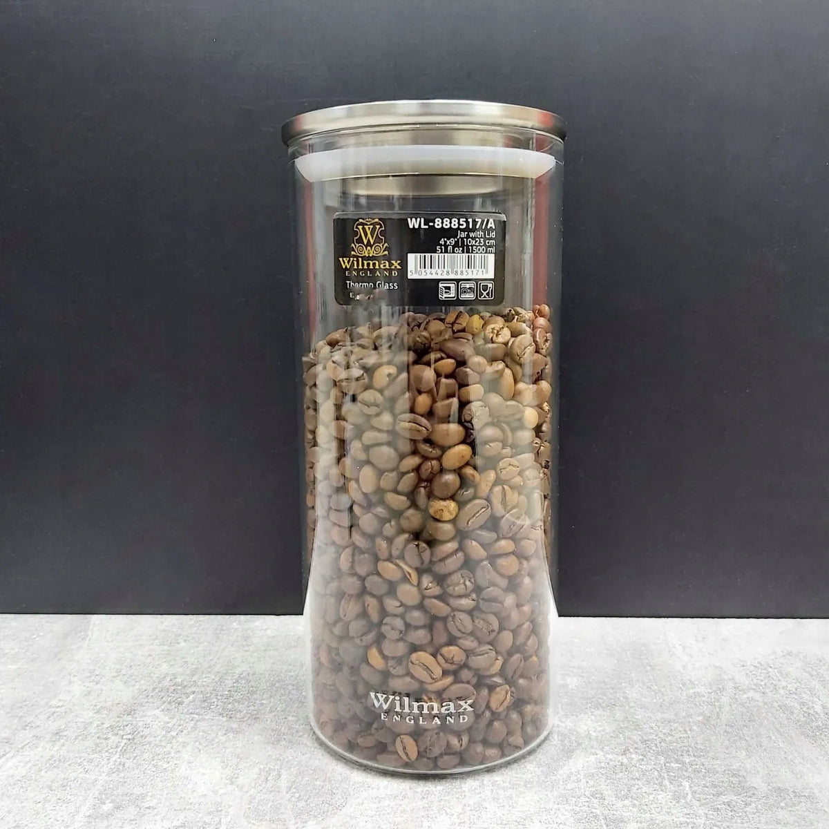 Wilmax Voorraadpot 2L, RVS Deksel, Transparant