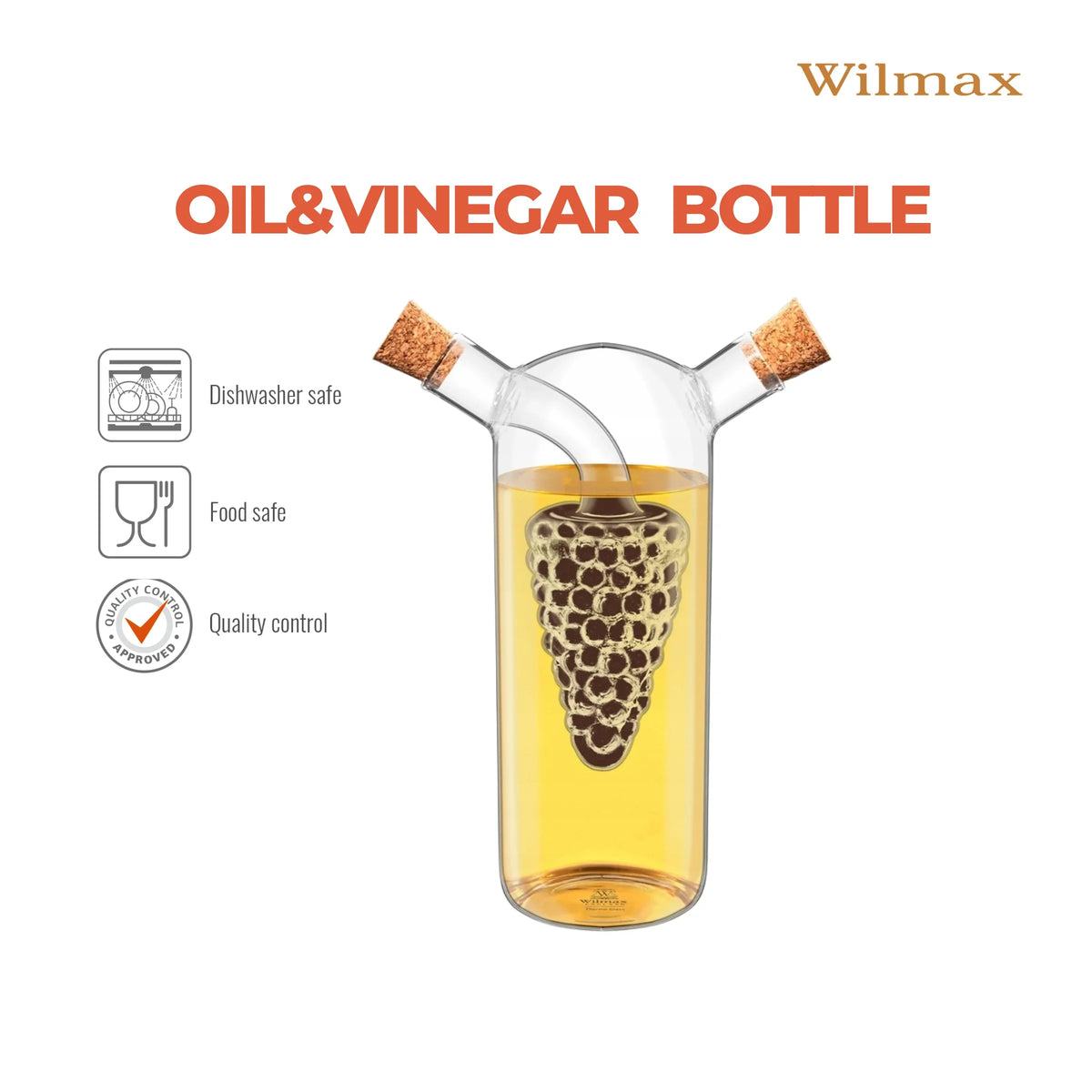 Wilmax Olie- en azijnfles 250/50 ml Glas