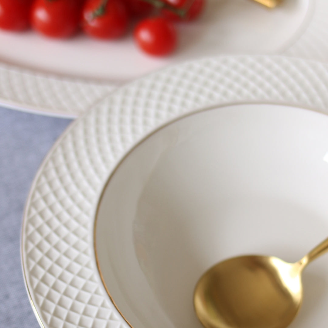 Wilmax Dieper Bord 22,5 cm Wit Porselein Gouden Rand