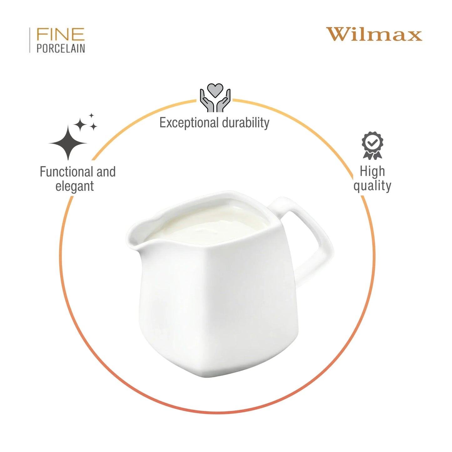 Wilmax Melkkannetje 310 ml Wit Porselein Ilona