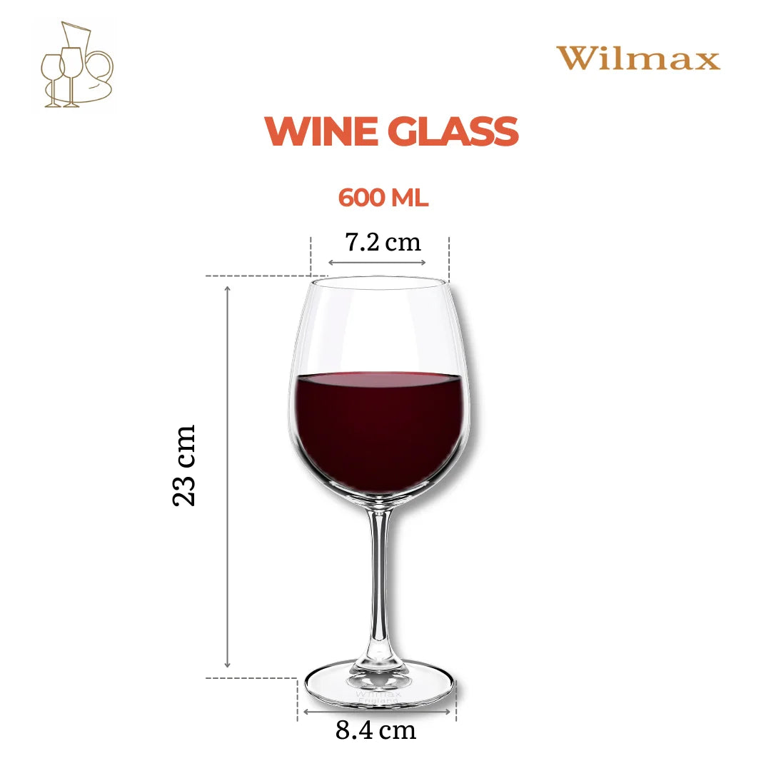 Wilmax England Kristal Wijnglas 600 ml Transparant 6-delig