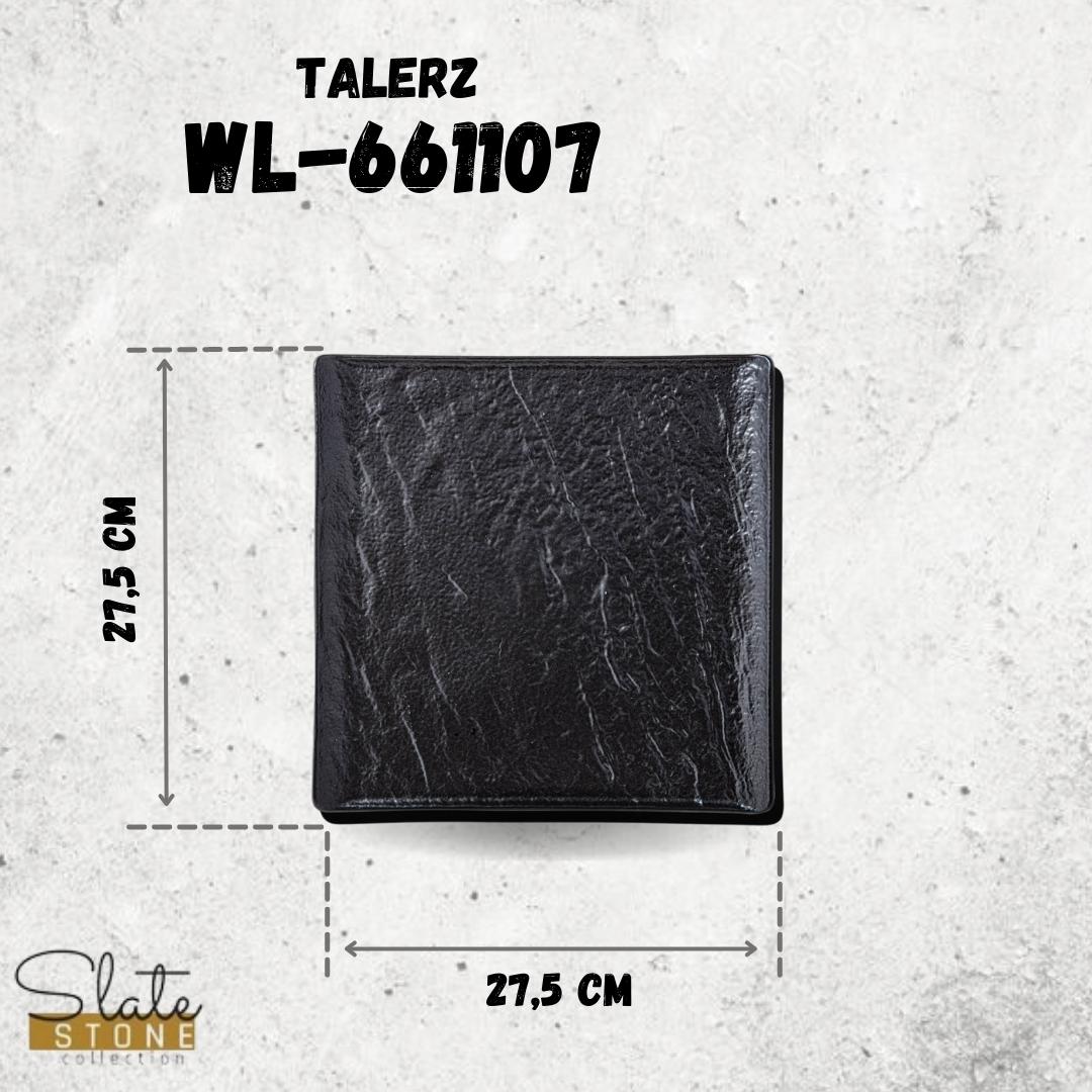 Wilmax Vierkante schaal SlateStone Zwart 27x27 cm Set van 2