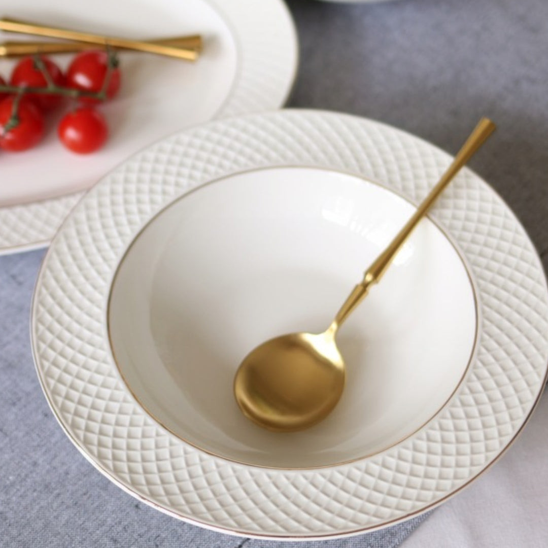 Wilmax Dieper Bord 22,5 cm Wit Porselein Gouden Rand