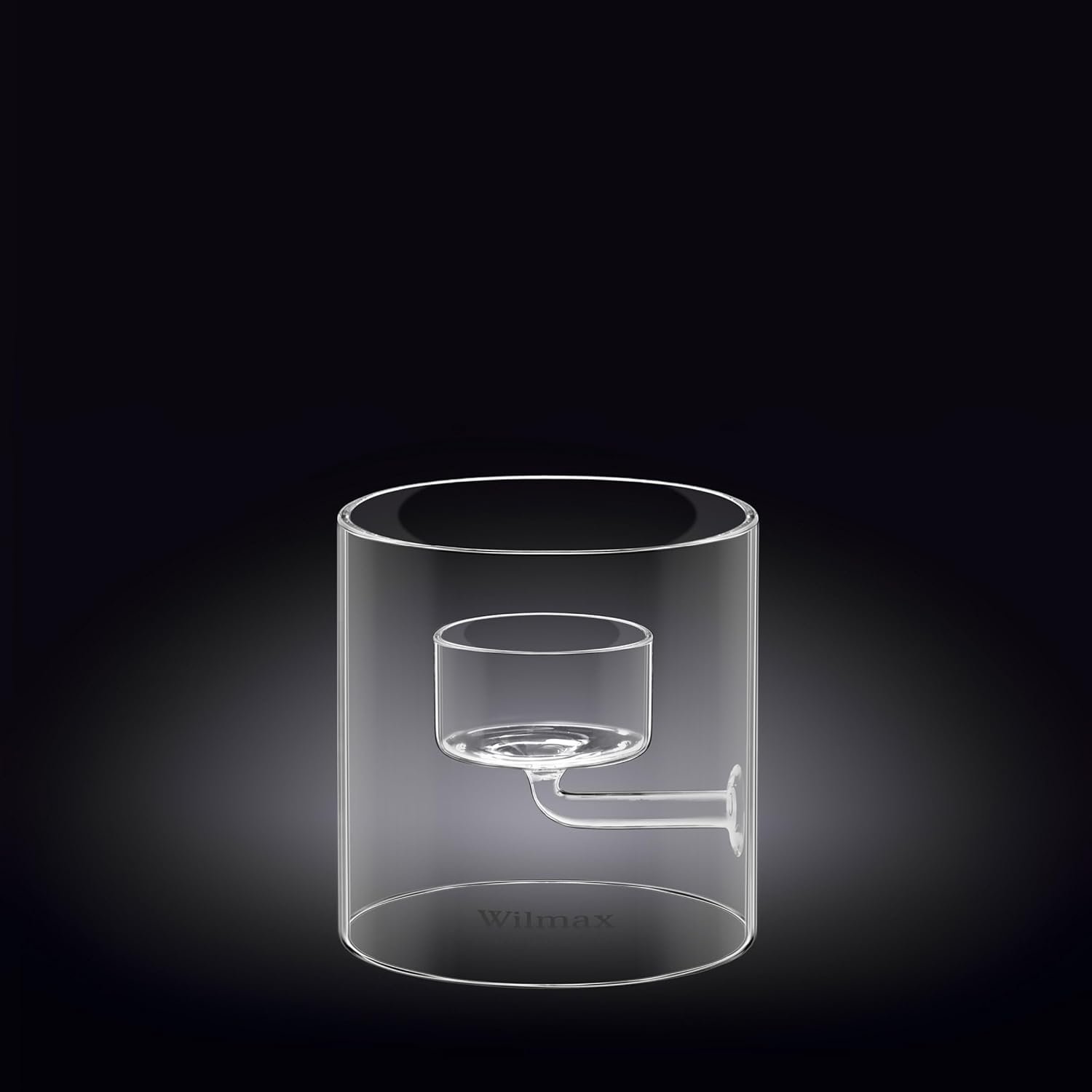 Wilmax Teelichthalter aus Glas für 1 Teelicht, 9 cm – WL-888904/A