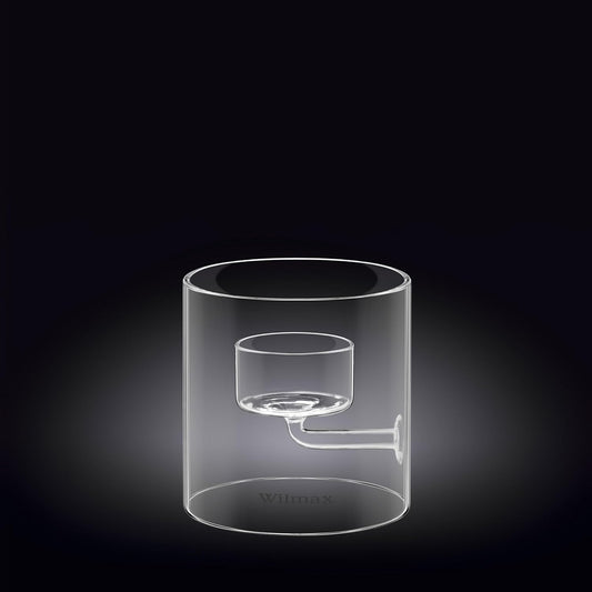 Wilmax Teelichthalter aus Glas für 1 Teelicht, 9 cm – WL-888904/A