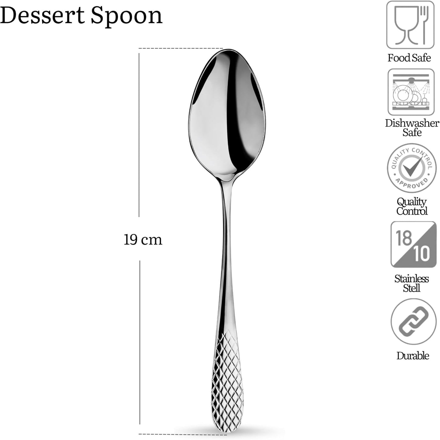 Wilmax Dessertlepel 19 cm RVS Set van 6 WL-999207/6C