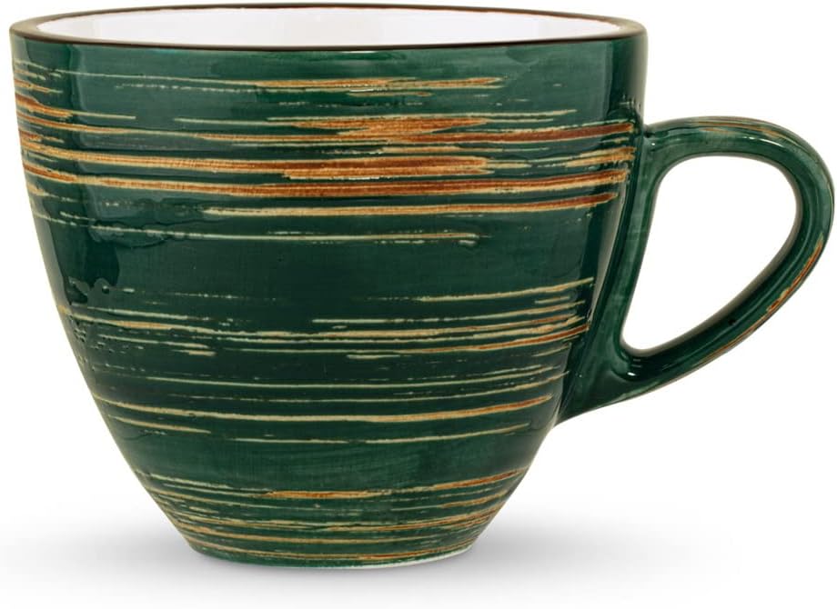 Wilmax Cup and Saucer 190ml Green Porcelain 6-piece WL-669535/AB6