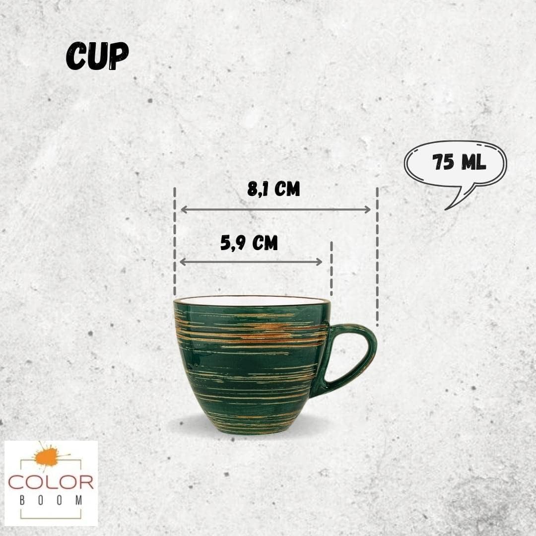 Wilmax ColorBoom Kaffee-Tassen Set, Spiral Grün, 75 ml, 6-teilig WL-669533/AB6