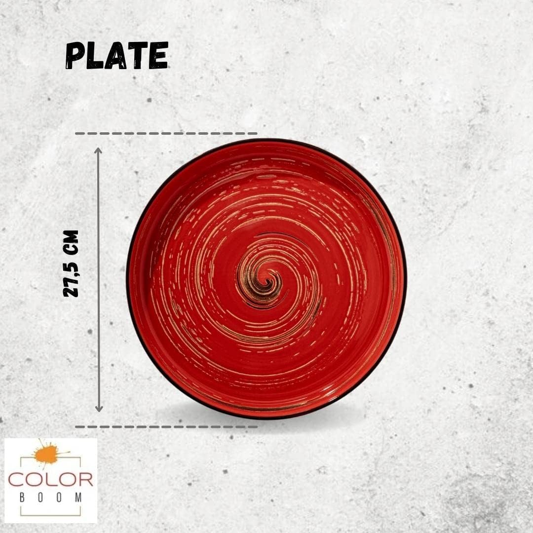 Wilmax Teller 28 cm Rund Porzellan, Spiral Kollektion, Rot WL-669220/A