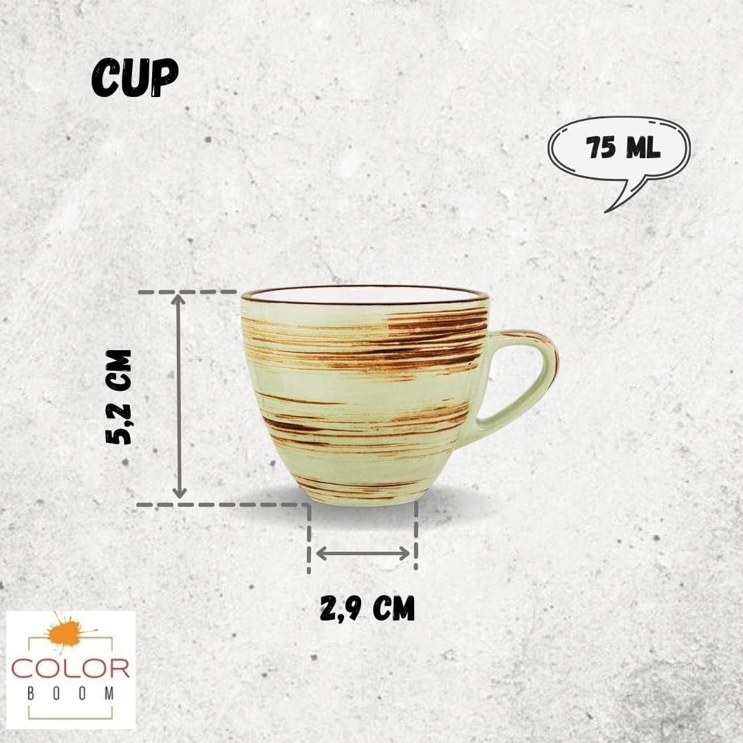 Wilmax Espresso Cup and Saucer 75 ml Porcelain Pistachio (Set of 6)