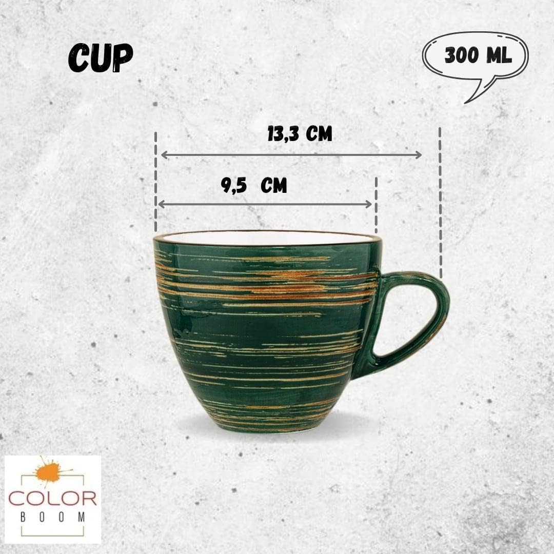 Wilmax Tassen-Set mit Untertassen, 6-teilig, grün – WL-669536/AB6