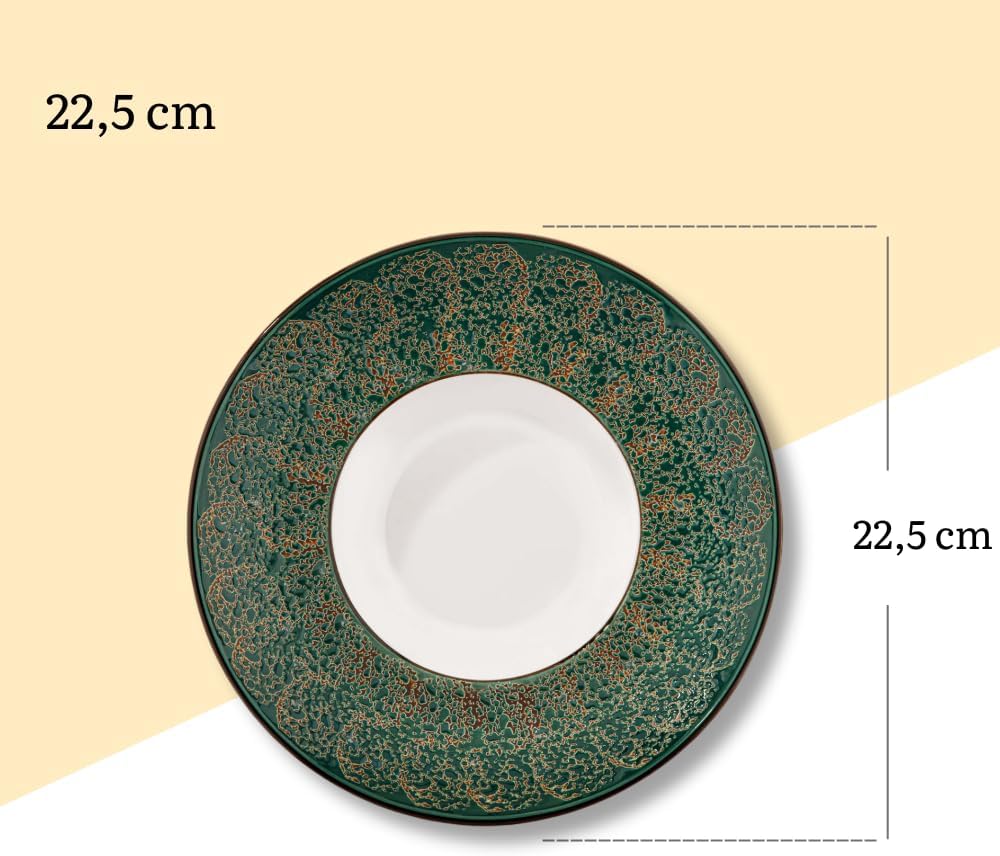 Wilmax Diep Bord 22,5 cm 1100 ml Groen Porselein Set 2