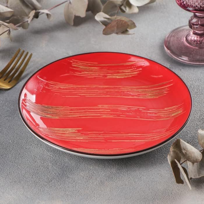 Wilmax Red Porcelain Plate 18 cm, Set of 6 WL-668211/A6