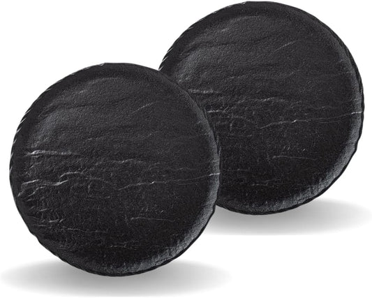 Wilmax Runde Porzellanteller Schwarz, 28 cm, 2er-Set – WL-661127/A2