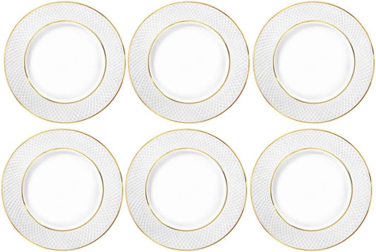 Wilmax Flacher Brotteller mit Goldlinien, 15 cm, 6er Set, WL-880102100/A6