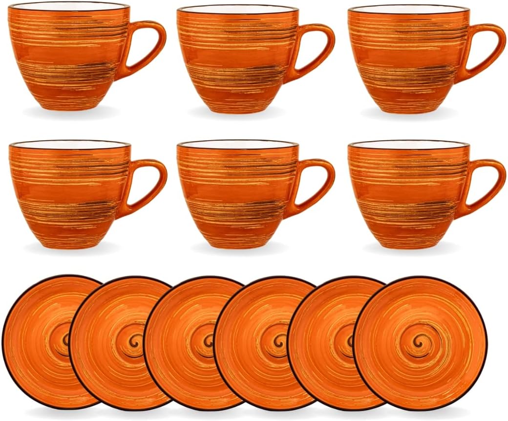 Wilmax Tassen & Untertassen 6-teilig Set 300 ml Porzellan WL-669336/AB6