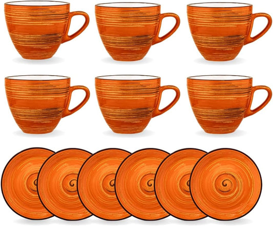 Wilmax Cup & Saucer Orange Porcelain 6-piece WL-669336