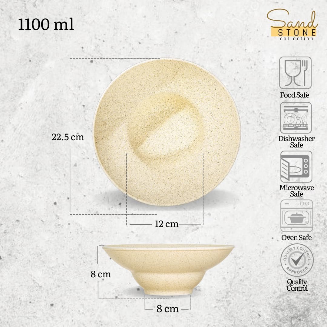 Wilmax Diep Bord 22,5 cm 1100 ml Zand Porselein WL-661313/A