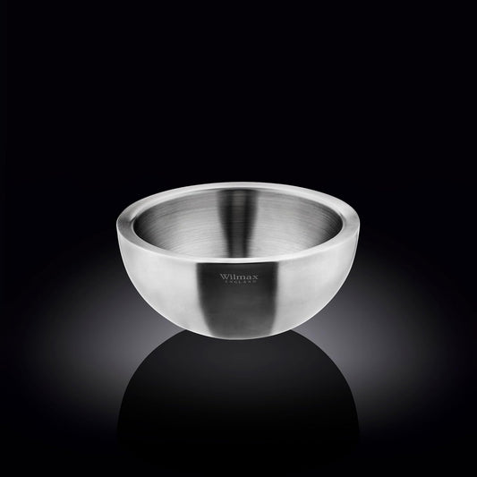 Wilmax Schüssel aus Edelstahl in Silber matt, doppelwandig, 500 ml – WL-553002/A
