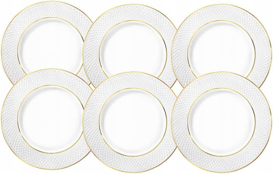 Wilmax Borden 18 cm White, Gold Rim, Porcelain - Set of 6