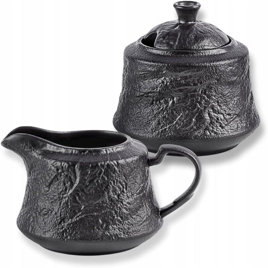 Wilmax Suikerpot en Melkkannetje Set Zwart WL-661160/A-WL-661161/A