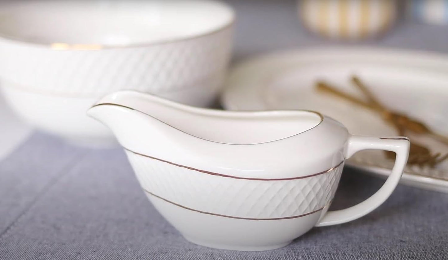 Wilmax Sauciere mit Goldrand, 230 ml Porzellan – WL-880102501/A