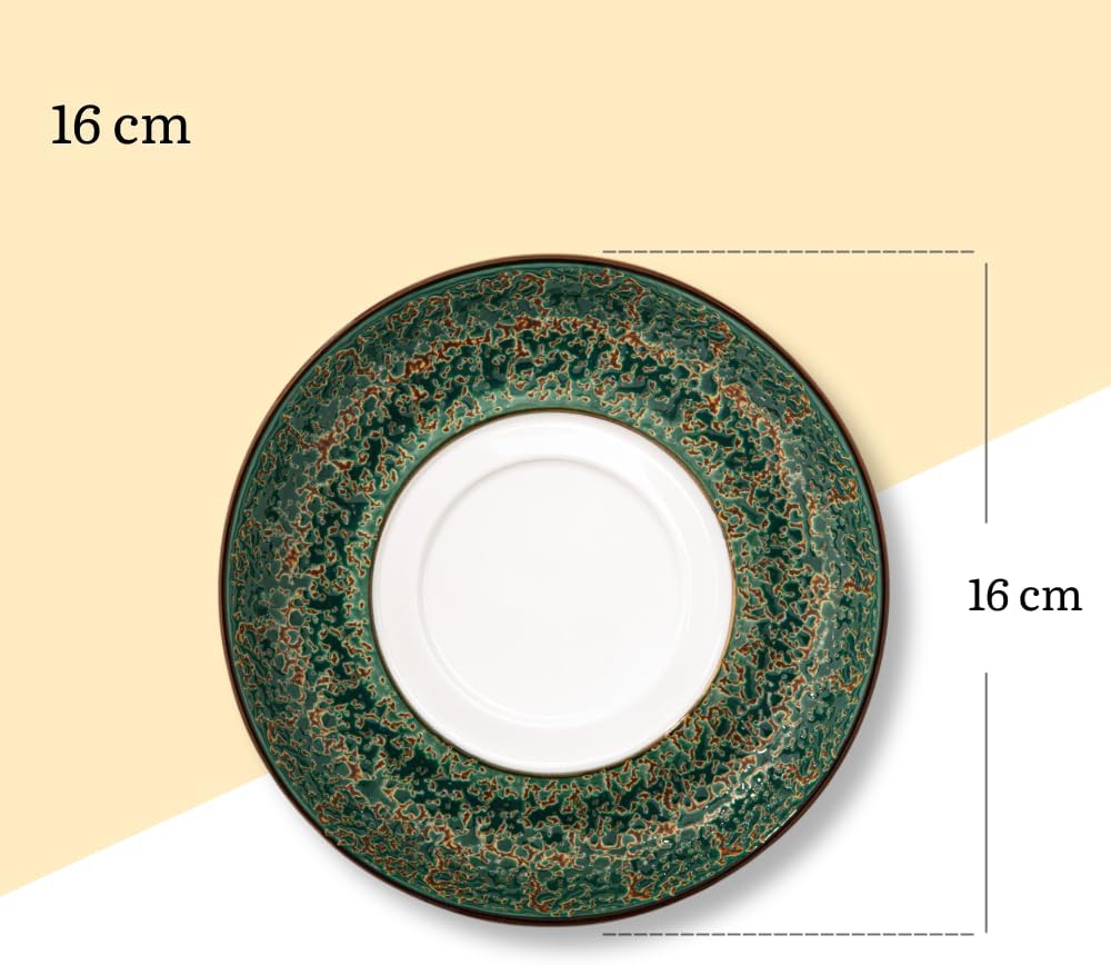 Wilmax Bord 16 cm Groen Porselein Set van 6 WL-667539/A6