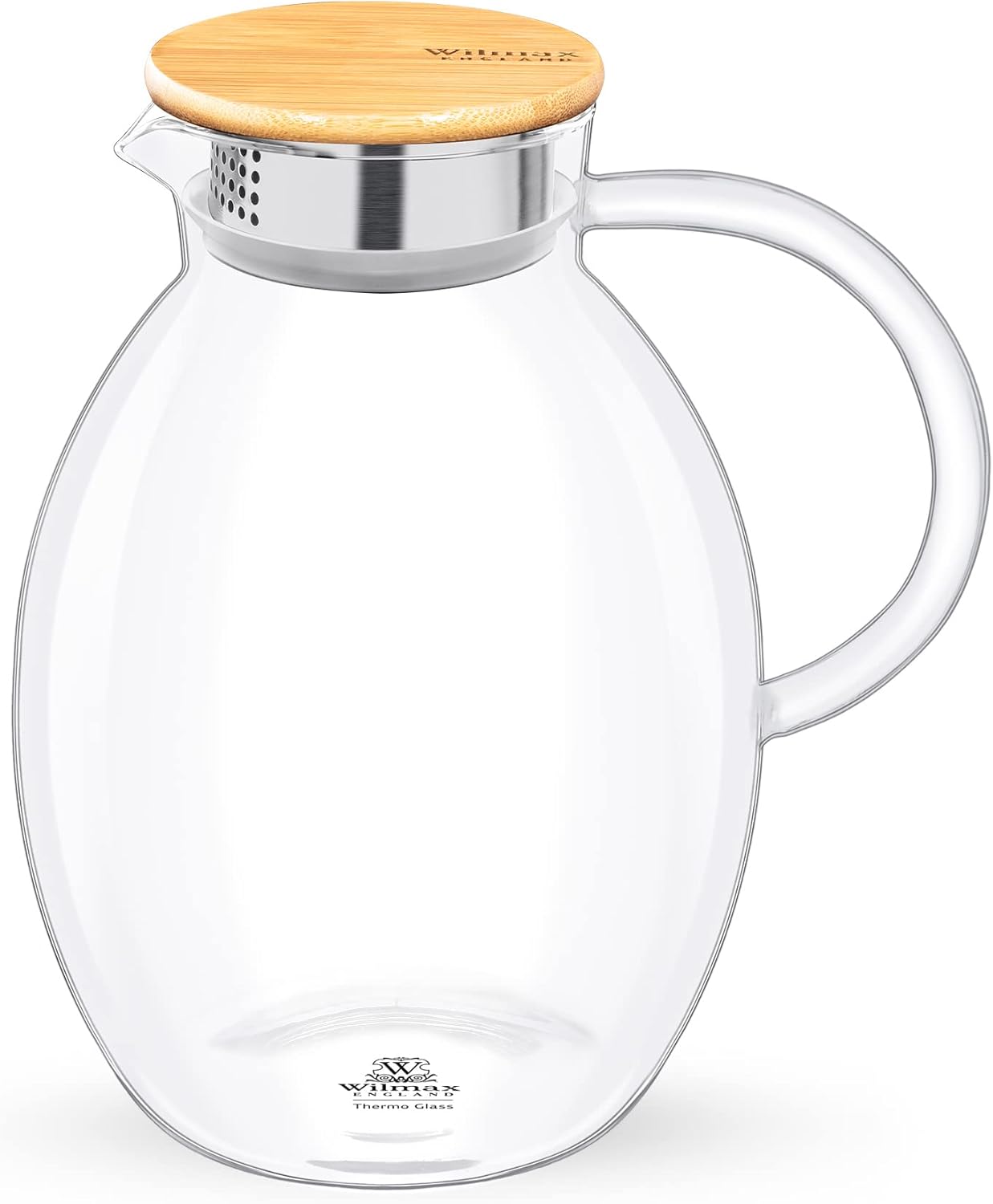 Wilmax Karaf 2400 ml Thermoglas met bamboedeksel Transparant