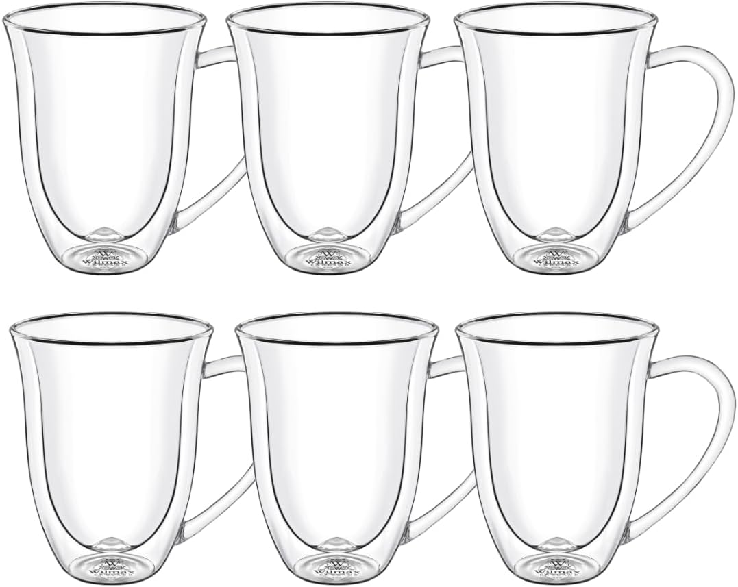 Wilmax England Dubbelwandige Borosilicaatglas Mok 400ml 6-delige set
