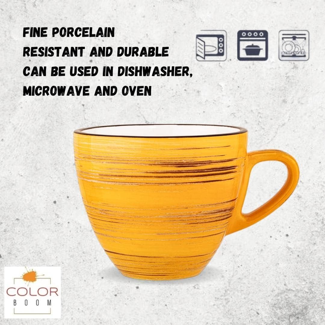 Wilmax Koffie Kopjes & Schotels Set, 6-delige Set, 110 ml Porselein WL-669434/AB6