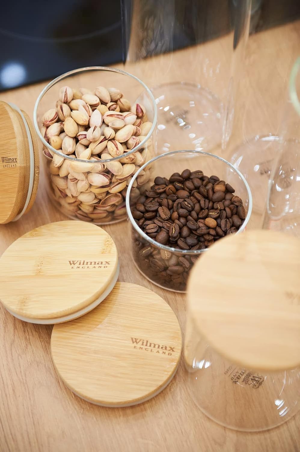 Wilmax Vorratsgläser Set, 3-teilig, aus Borosilikatglas, mit Bambusdeckeln – WL-888502/A3