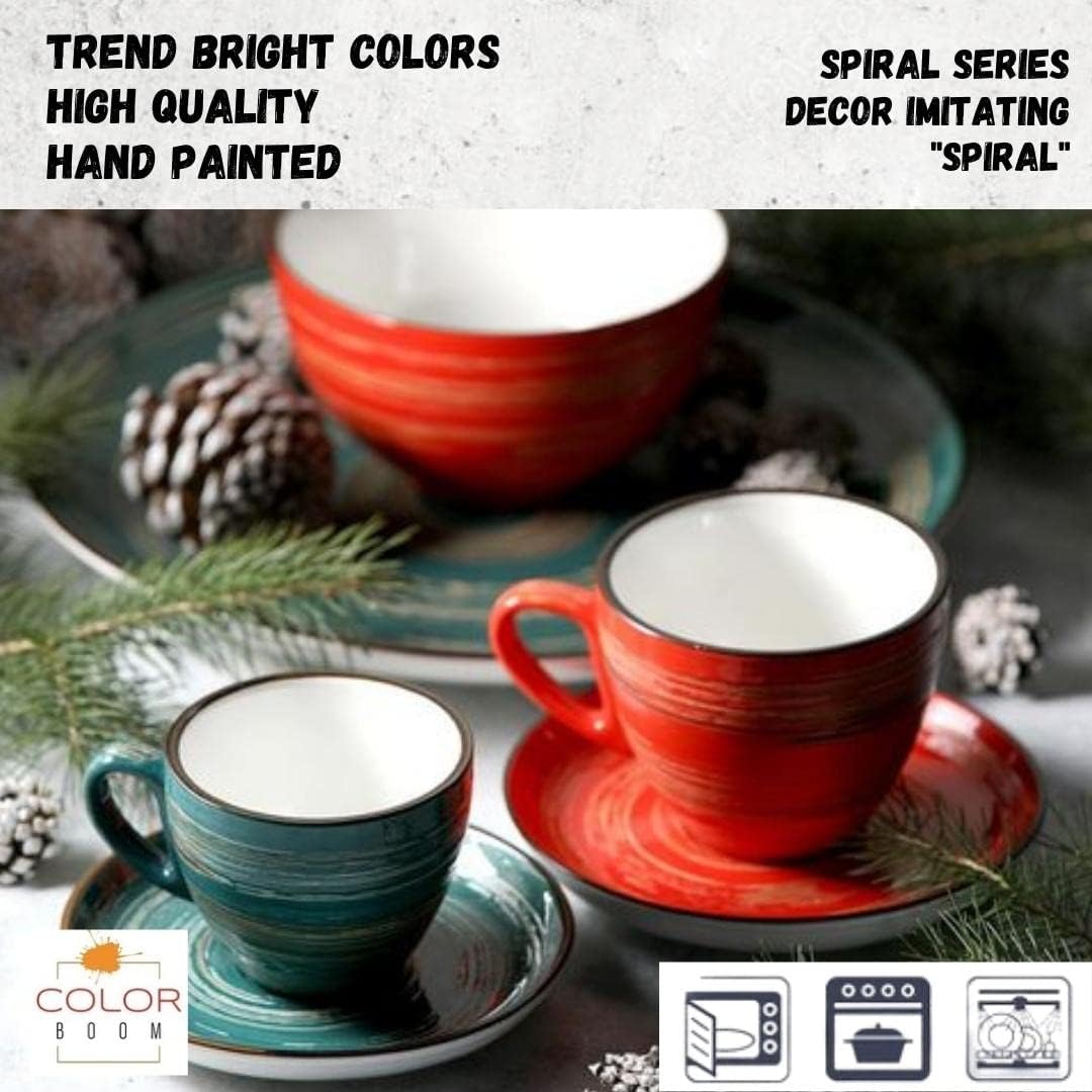 Wilmax Koffie- & Thee Kopjes Set ColorBoom, 6-delig, 110 ml, Rood WL-669234/AB6