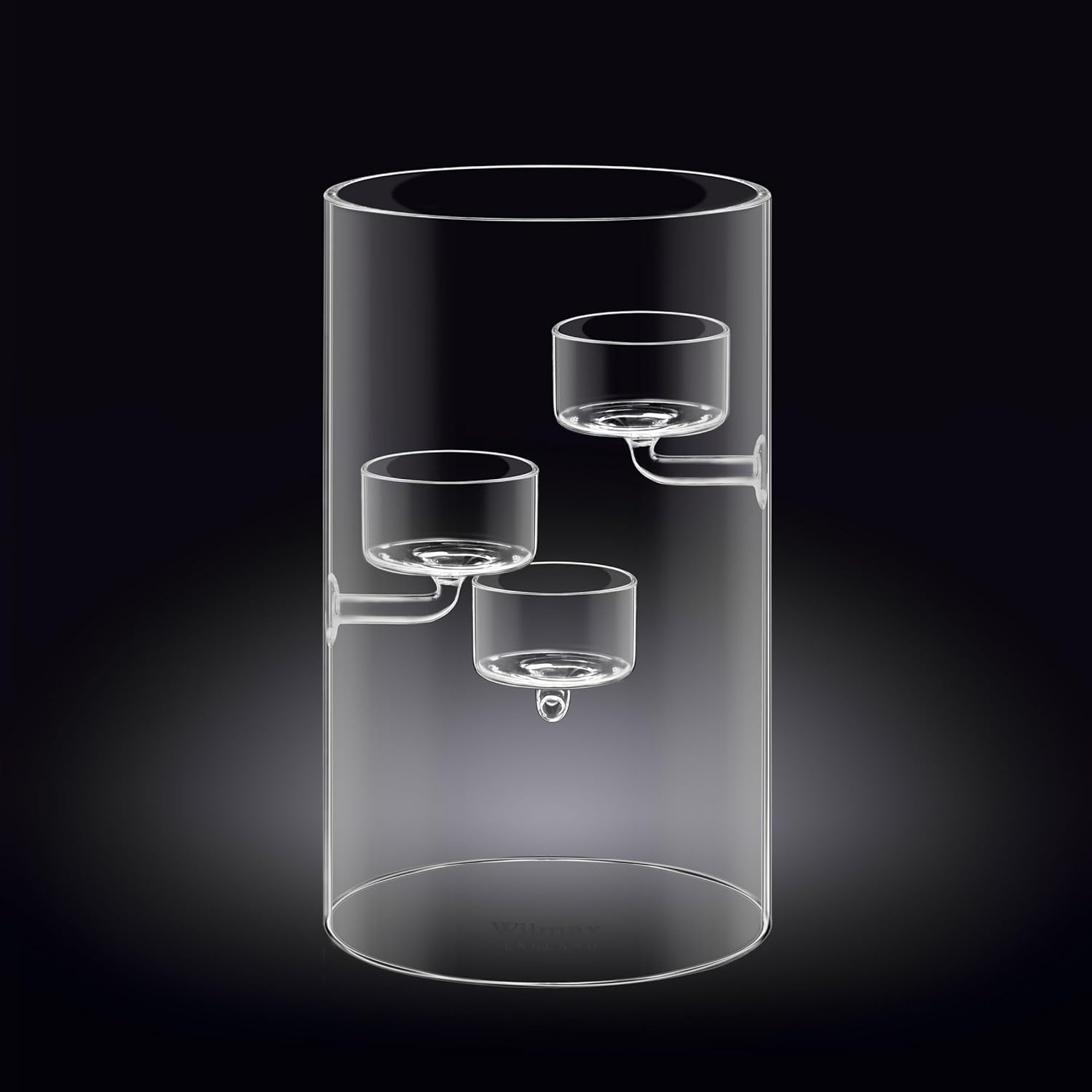 Wilmax Teelichthalter aus Glas für 3 Teelichter, 20 cm – WL-888906/A