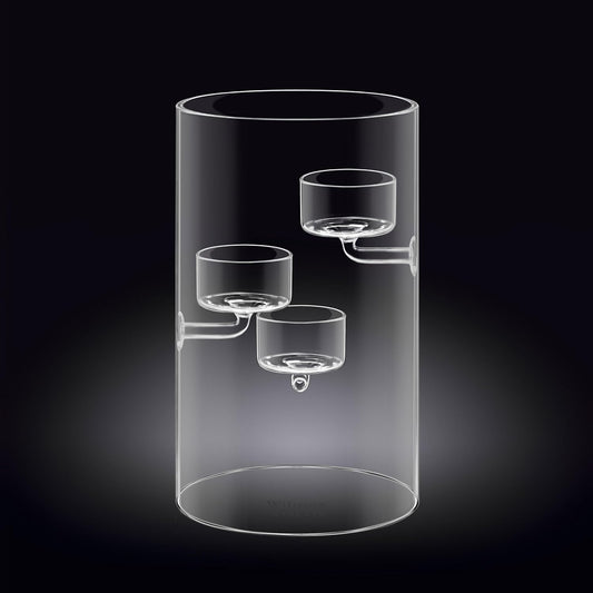Wilmax Teelichthalter aus Glas für 3 Teelichter, 20 cm – WL-888906/A