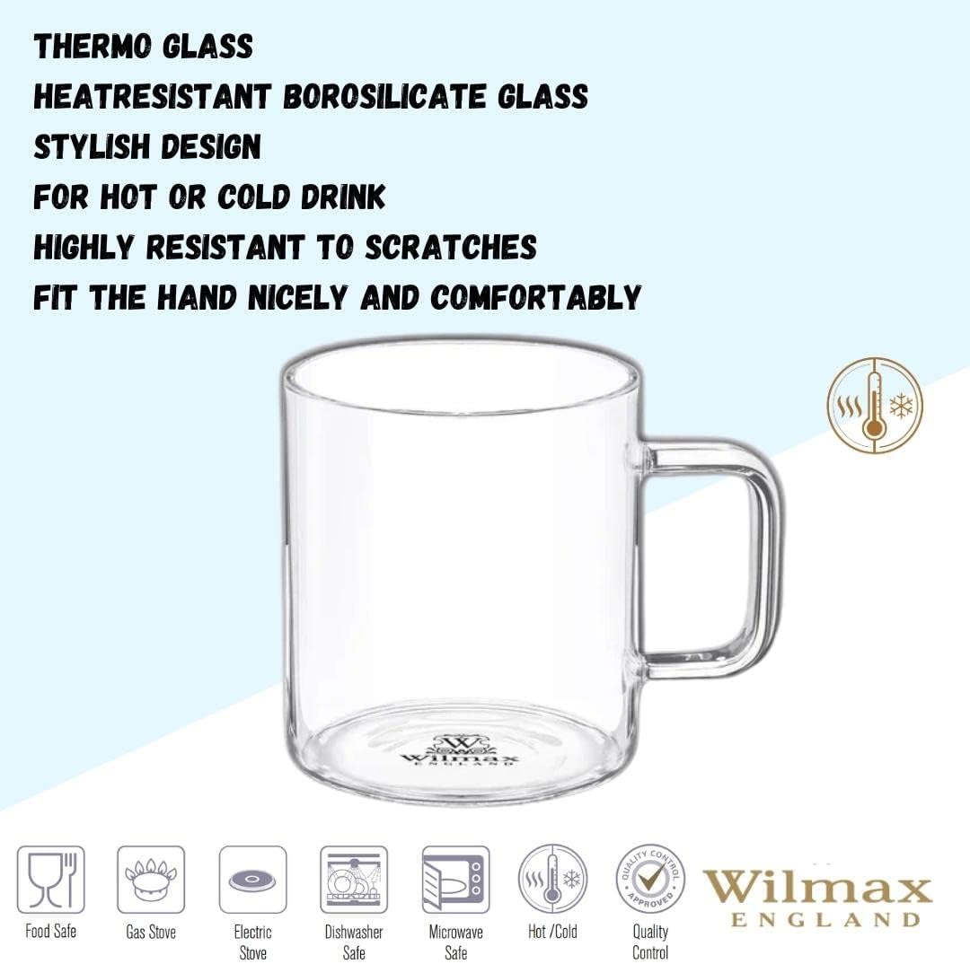 Wilmax Glastasse 100 ml aus Borosilikatglas mit Griff hitzebeständig WL-888602/A