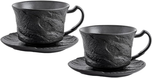 Wilmax Espressotassen mit Untertasse 2er Set Schwarz 75 ml Porzellan WL-661149/AB2