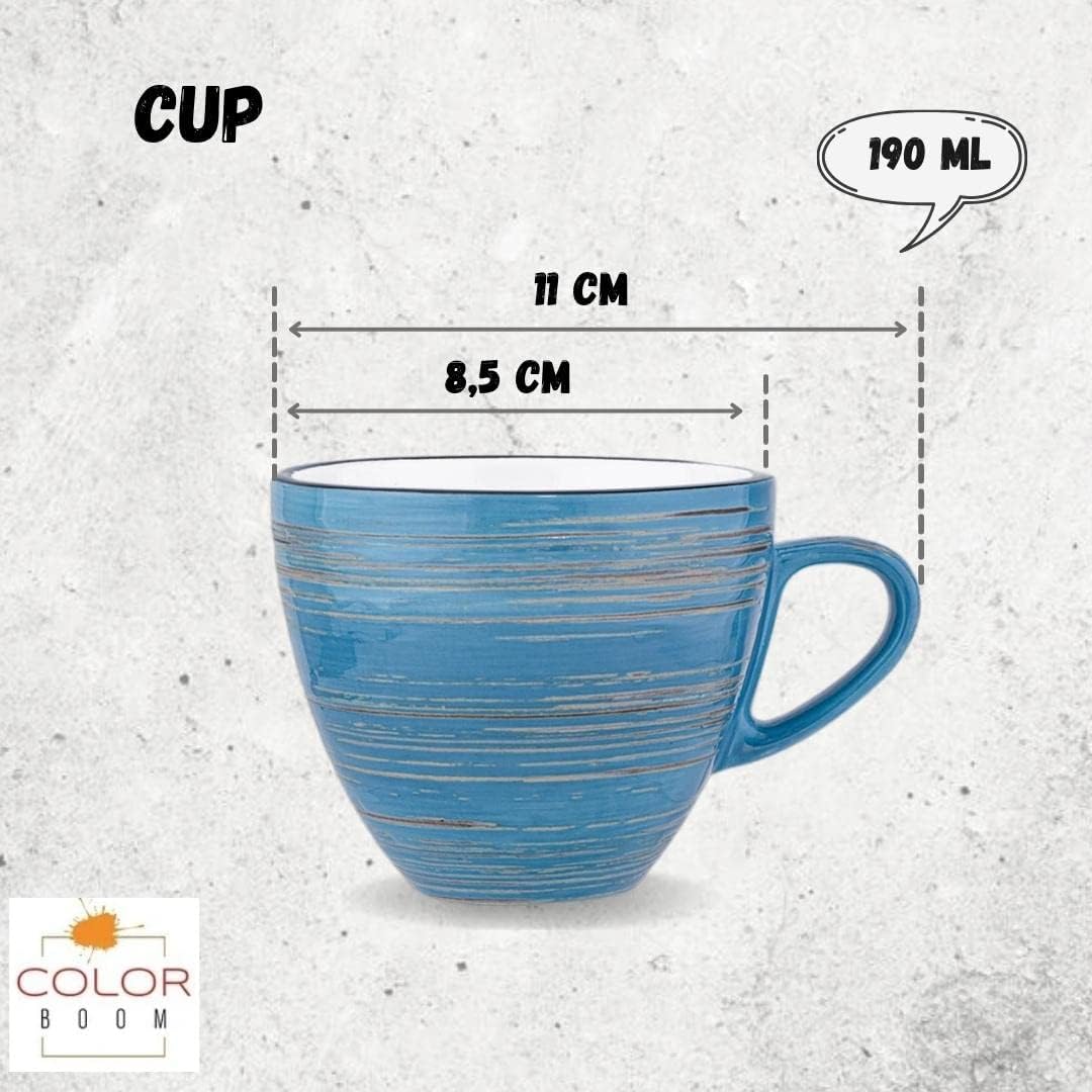 Wilmax Cups & Saucers 190ml Blue Porcelain 6 pcs WL-669635/AB6