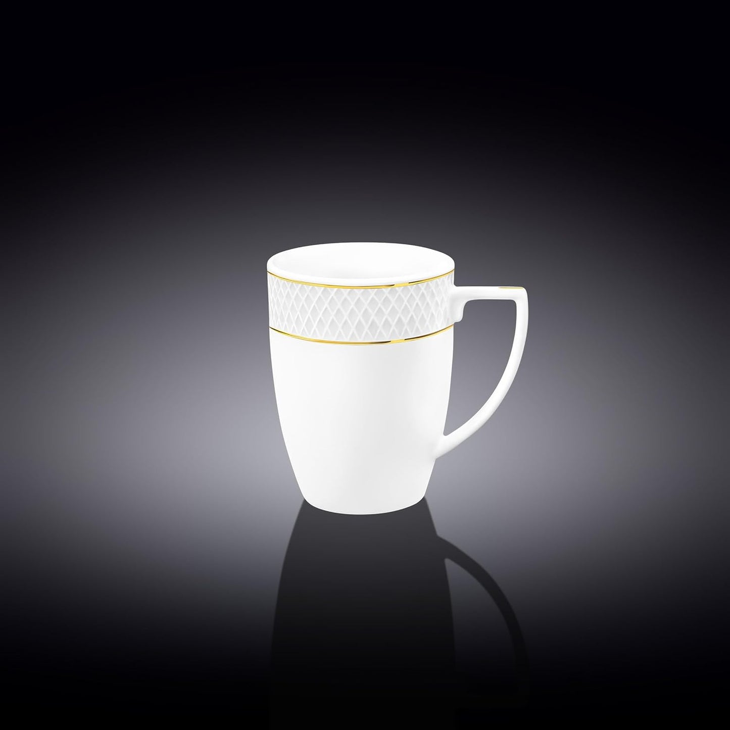 Wilmax Porzellan Becher mit Goldlinien, 320 ml, WL-880102431/A