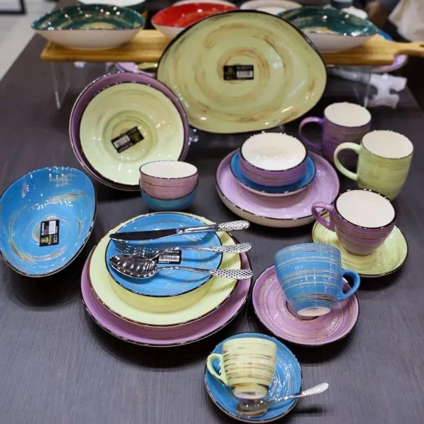 Wilmax SPIRAL Kopjes Set met Schotels, 6-delig, 190 ml, Porselein WL-669635/AB6