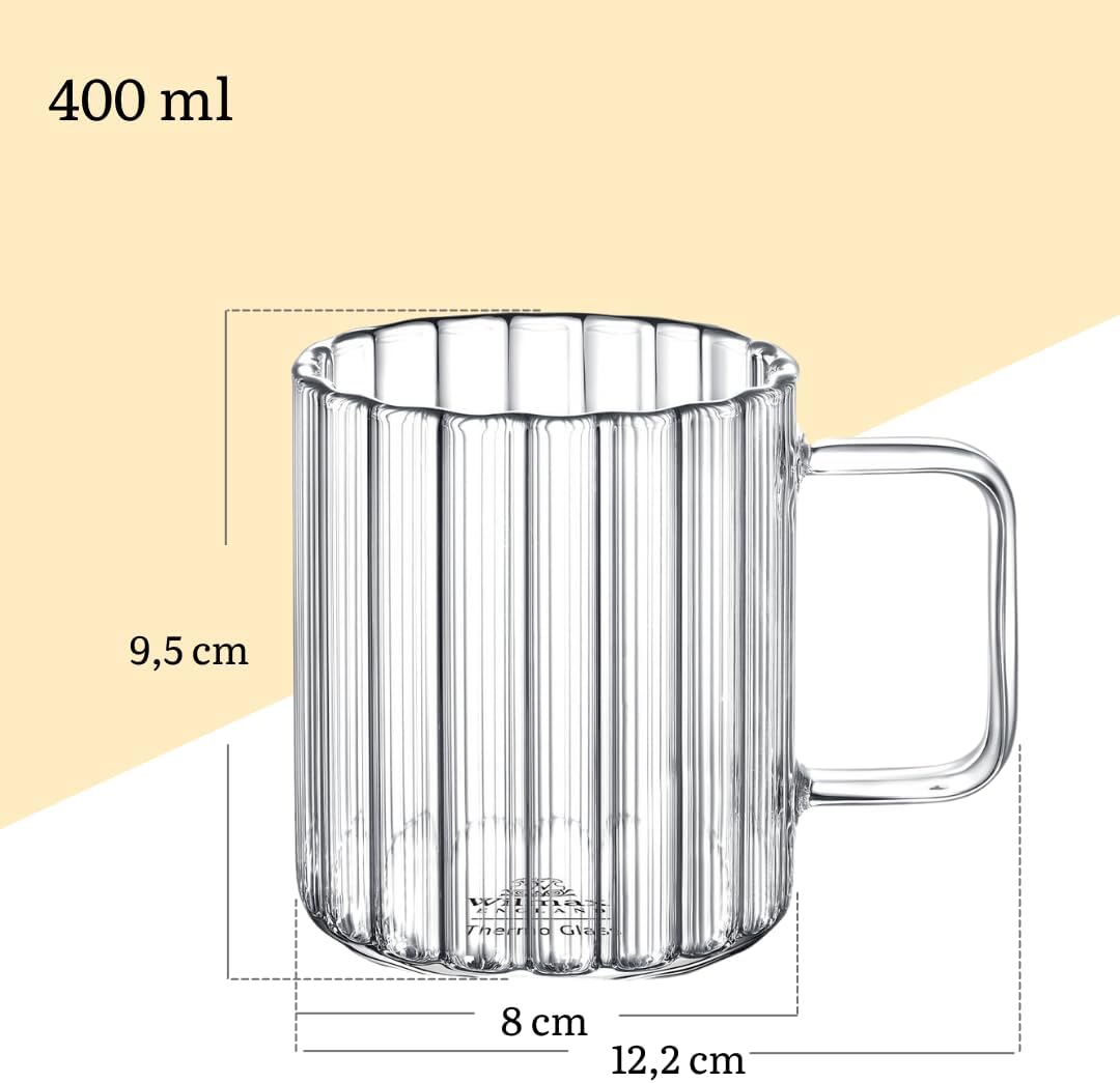Wilmax England Glass Mugs 400 ml - Set of 6 (WL-888617/A6)