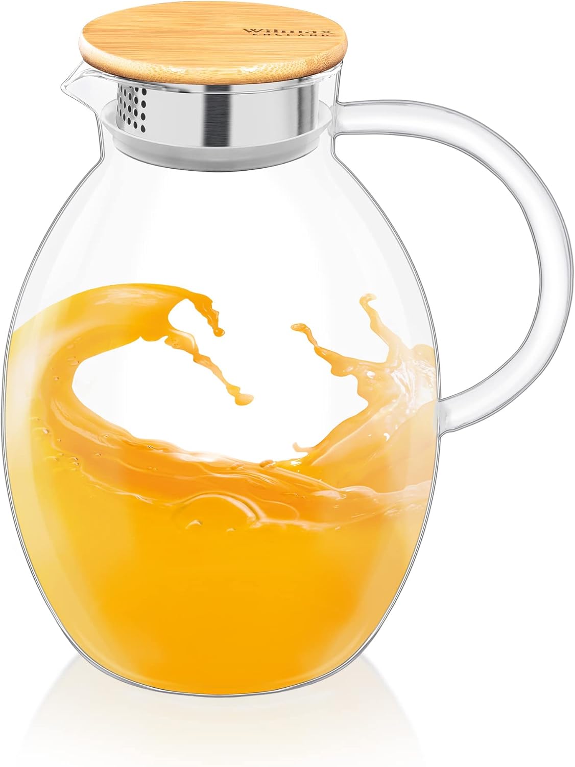 Wilmax Karaf 2400 ml Thermoglas met bamboedeksel Transparant