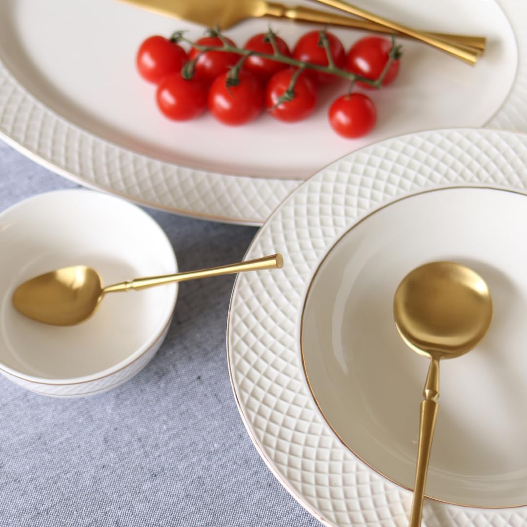 Wilmax Diep Bord Wit Gouden Rand Porselein 22.5 cm Set van 2