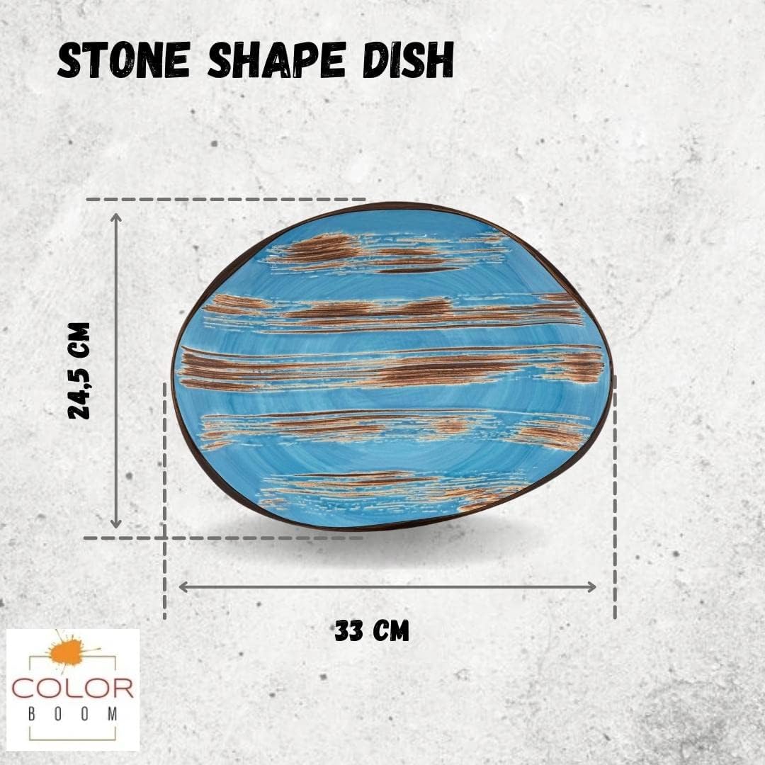 Wilmax Stone-Shape Teller Blau 33 x 24,5 cm – Organische Form – WL-668642/A