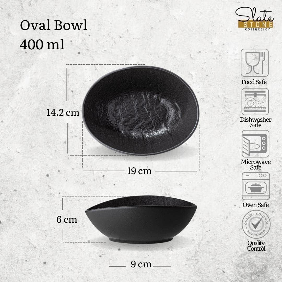 Wilmax Oval Dish 19x15x6 cm 3-piece SlateStone Black