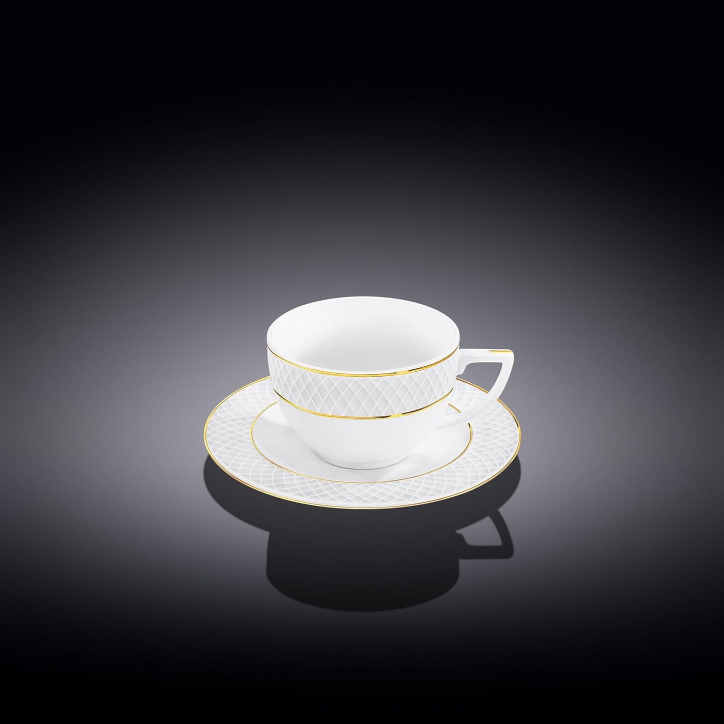 Wilmax Espressokop & schotel 90ml Wit Gouden rand Porselein 6 st.