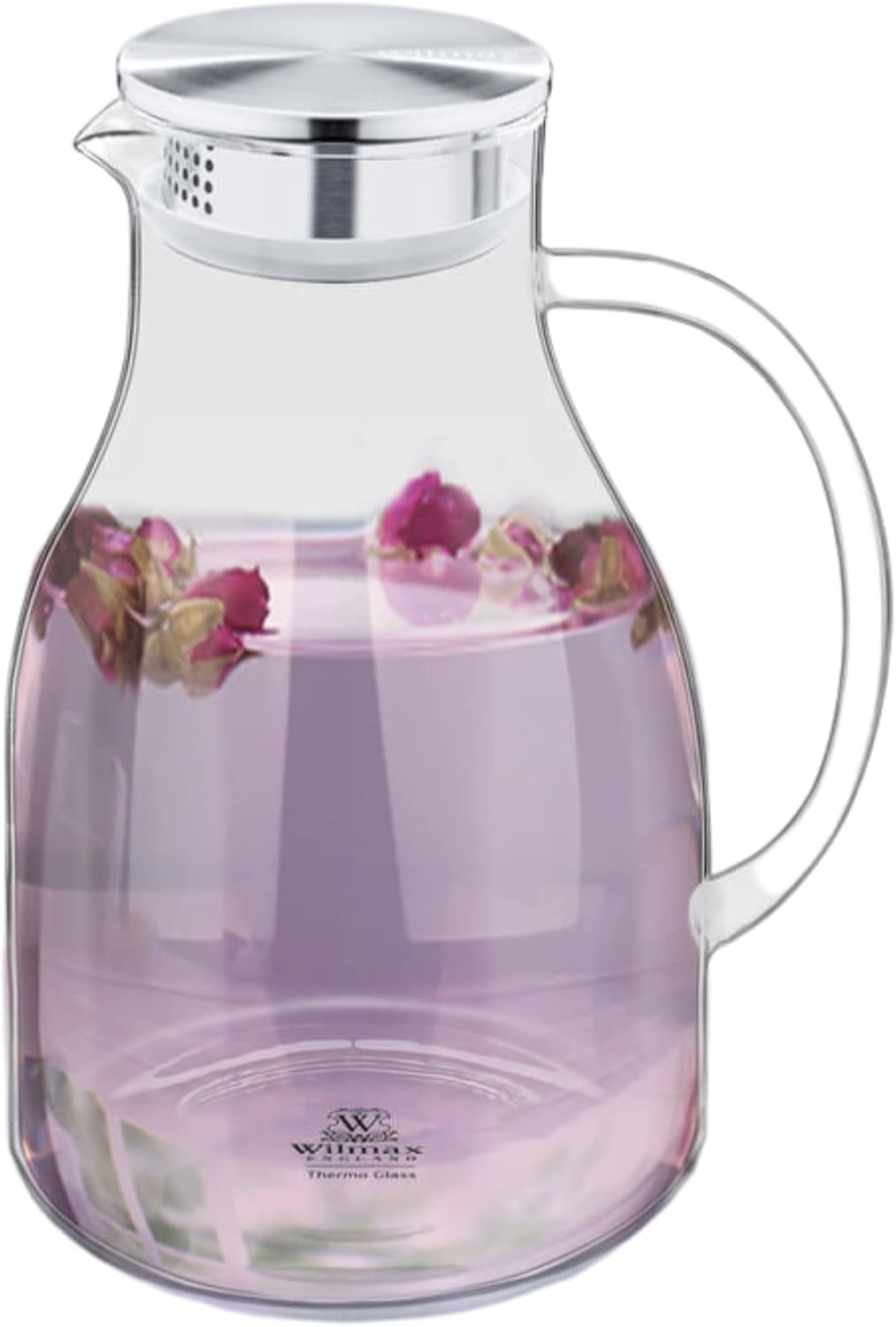 Wilmax Karaffe aus Borosilikat Glas, 2500 ml, Edelstahl-Deckel WL-888211/A